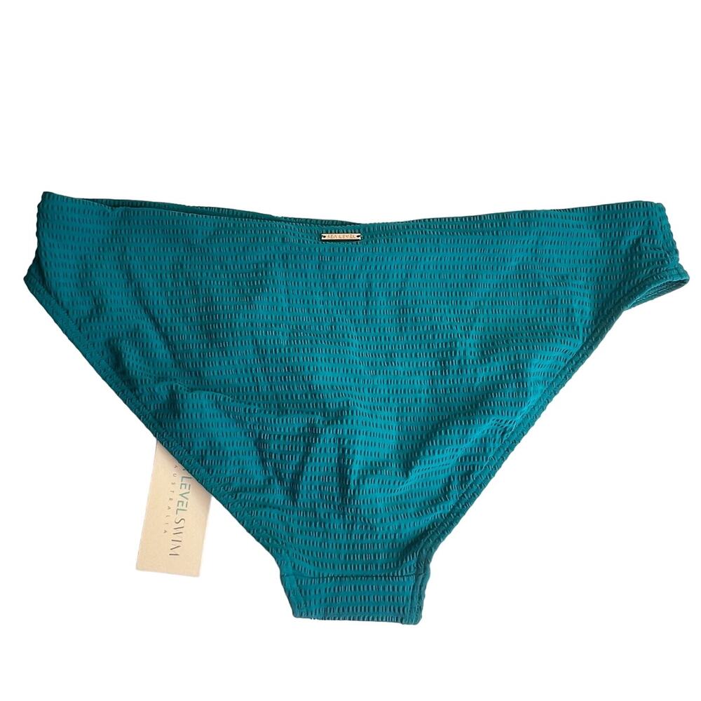 Sea Level Messina Bikini Bottom Vermont Teal Green Sz 10 Textured Mid Rise - Picture 2 of 7
